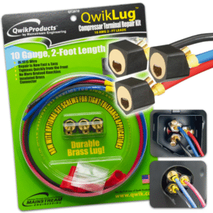 QwikProducts - QT2810 QwikLug Compressor Terminal Repair Kit 10AWG with 2' Leads and Nut Connection