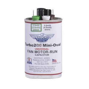 TURBOMINIOVAL - AmRad - 2.5 to 15 MFD 370/440V Universal Motor Run Capacitor
