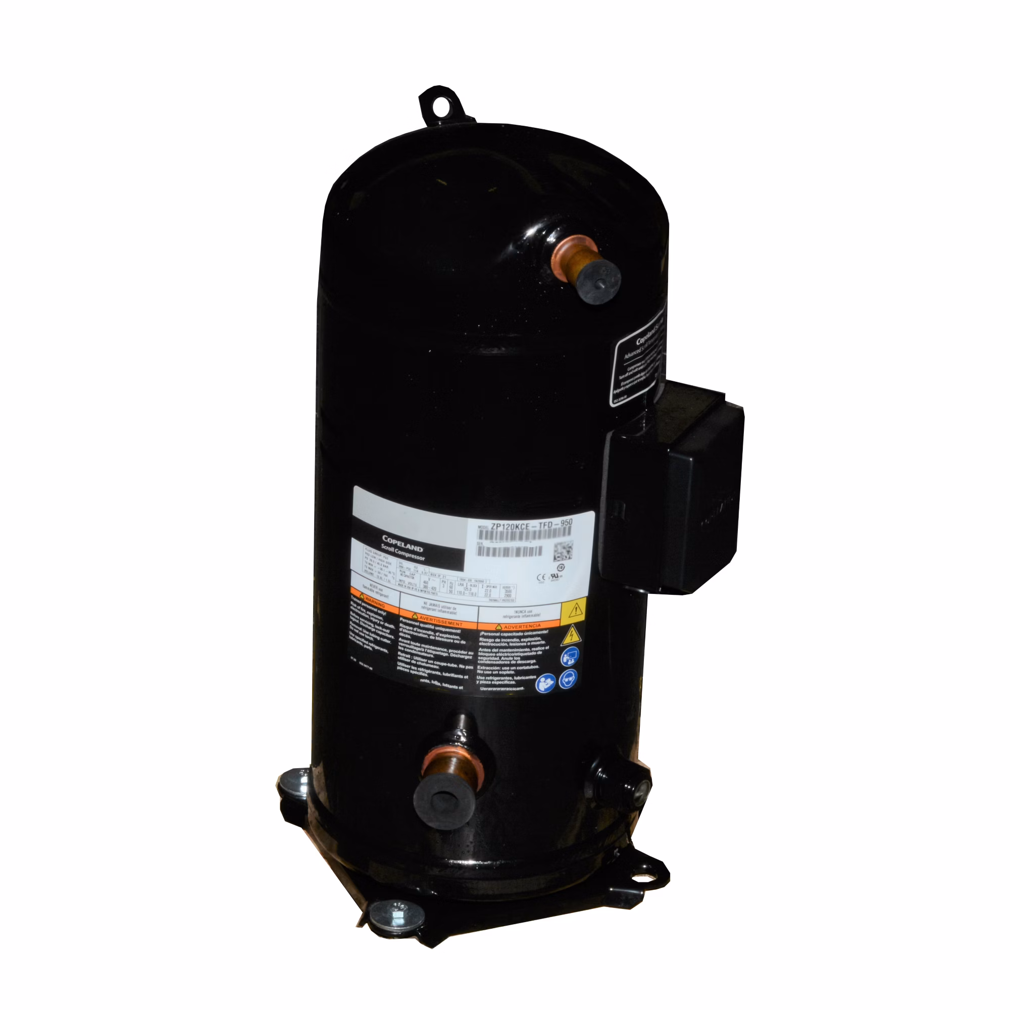 Factory Authorized Parts - Carrier ZP120KCE-TFD-950 Copeland Scroll Compressor, 460V 3Ph, R410A, 20.0 RLA, 123,000 Capacity