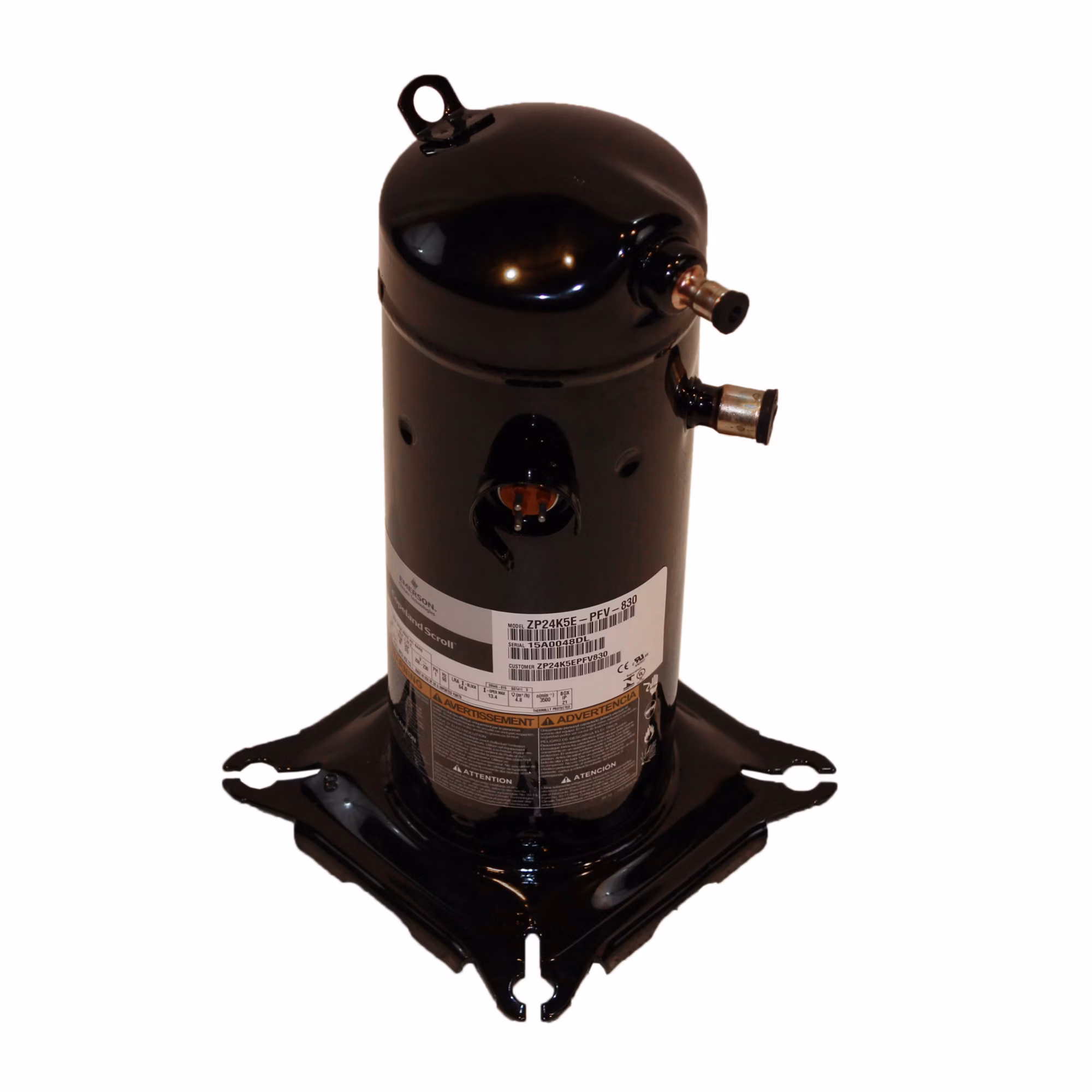 Factory Authorized Parts - Carrier ZP24K5E-PFV-830 Copeland Scroll Compressor 208/230V 1Ph, R-410A, 14.3 RLA, 24000 Capacity