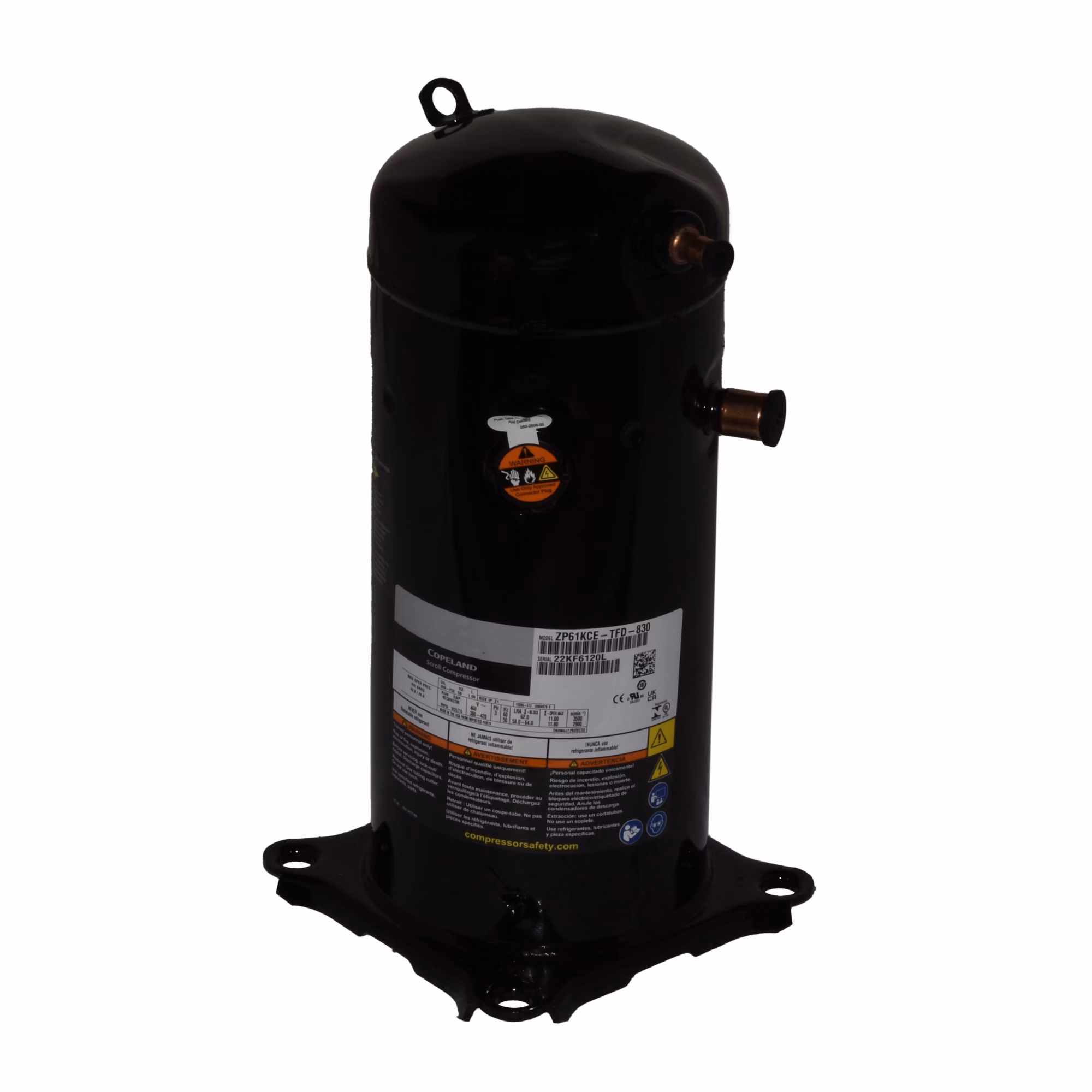 Factory Authorized Parts - Carrier ZP61KCE-TFD-830 61,500 BTUH Copeland Scroll Compressor