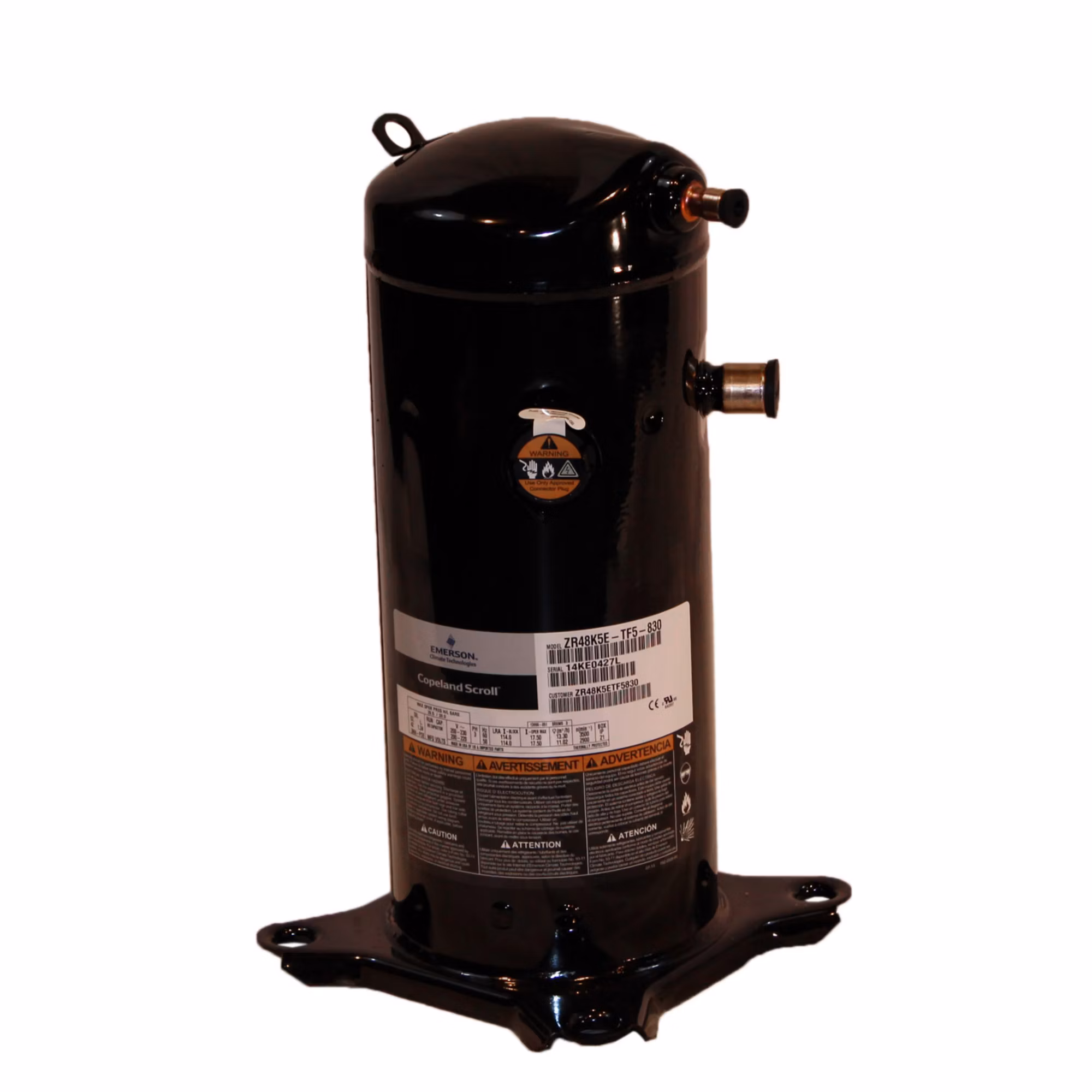 Factory Authorized Parts - Carrier ZR48K5E-TF5-830 Copeland Scroll Compressor, 48,000 BTUH