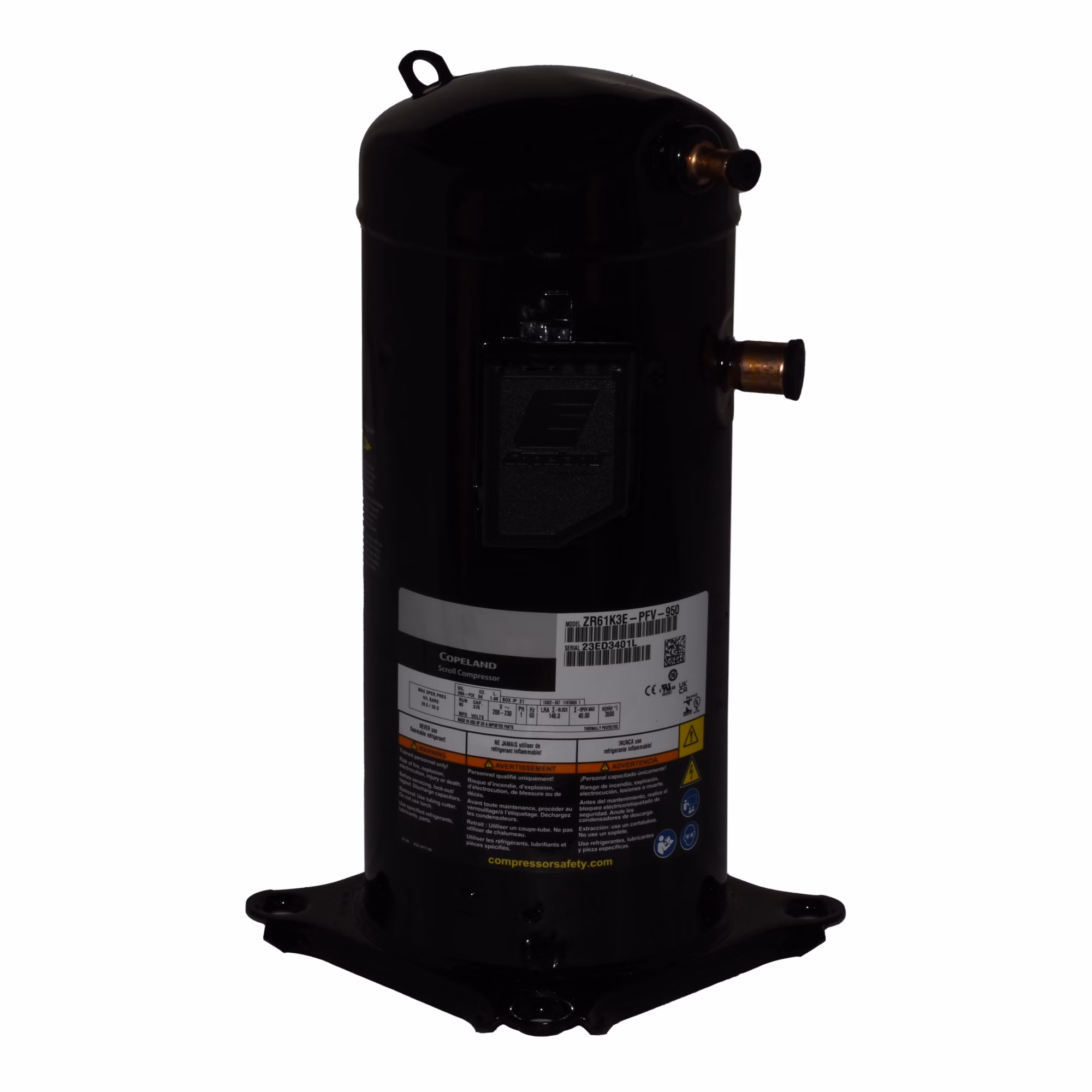 Factory Authorized Parts - Carrier ZR61K3E-PFV-950 Copeland Scroll Compressor