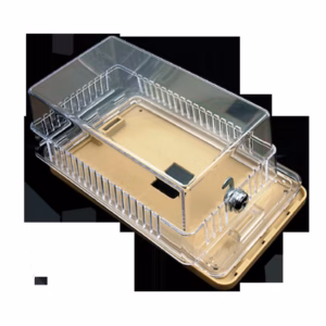 DiversiTech 585-TG clear plastic lockable thermostat guard with removable cover and two-base mounting system