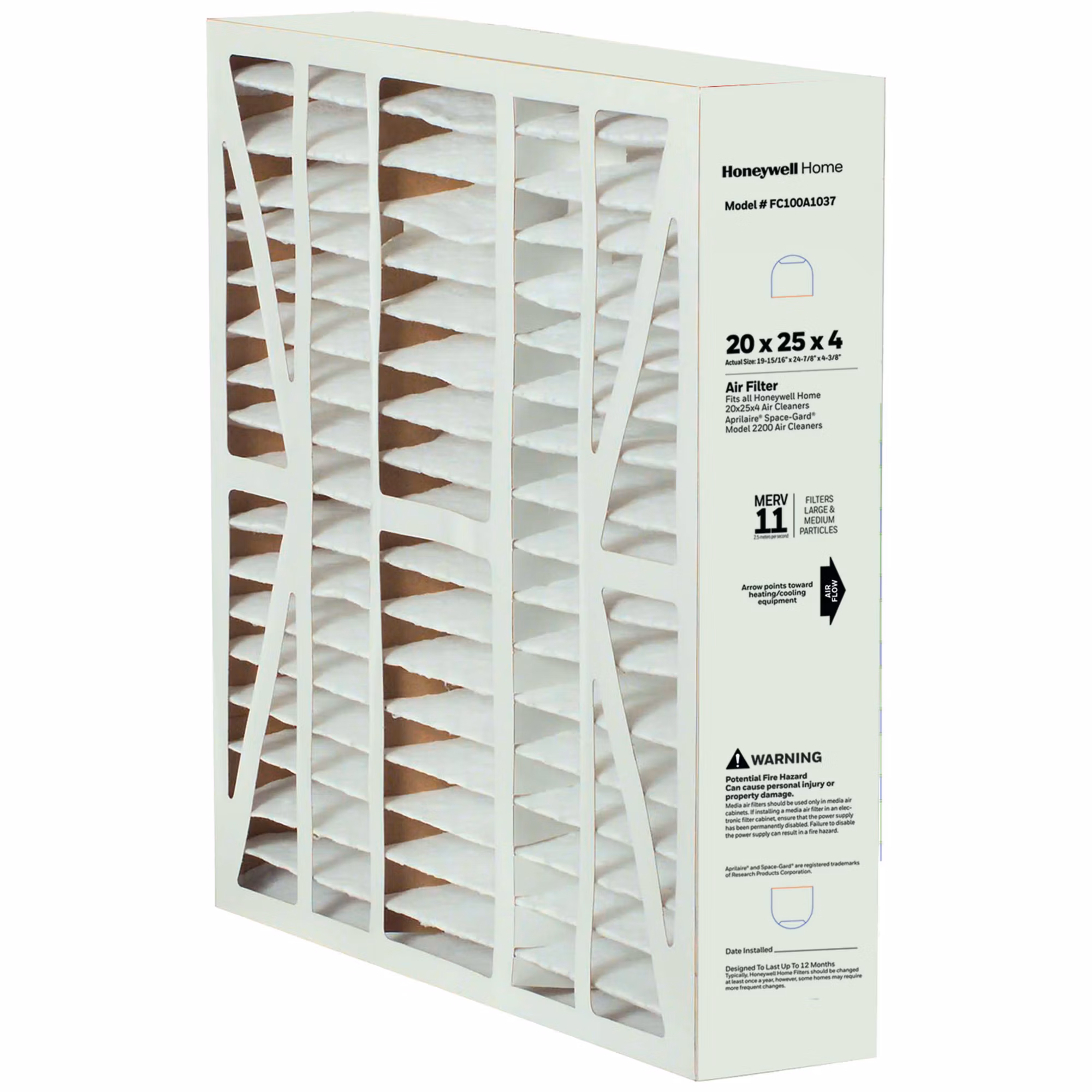 FC100A1037 Honeywell Home - 20X25X4 Media Air Filter MERV 10