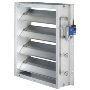 TROX JZ multileaf control damper with modulating actuator for HVAC airflow control