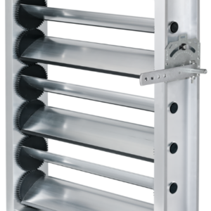 TROX JZ-HL-AL aluminum multileaf damper with opposed blades and manual quadrant operator