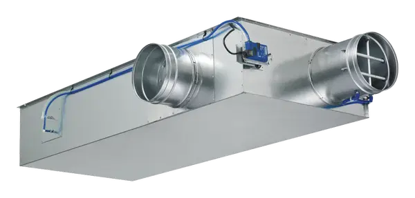 TROX TVM mixed flow variable air volume terminal with circular spigots
