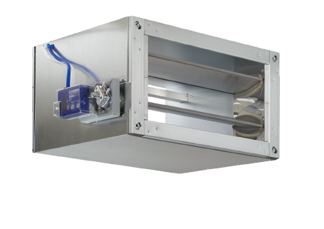 TROX TVT rectangular VAV terminal with mounted controller