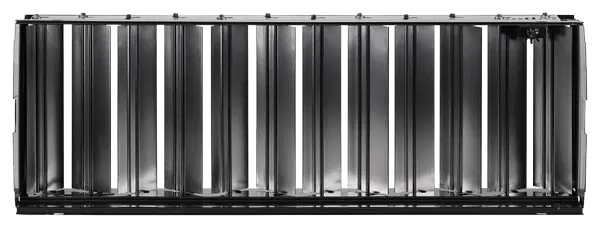 TROX AG ventilation grille attachment with opposed action blades for volume flow balancing