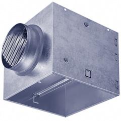 TROX AKH galvanized steel plenum box with circular duct connection and volume control damper