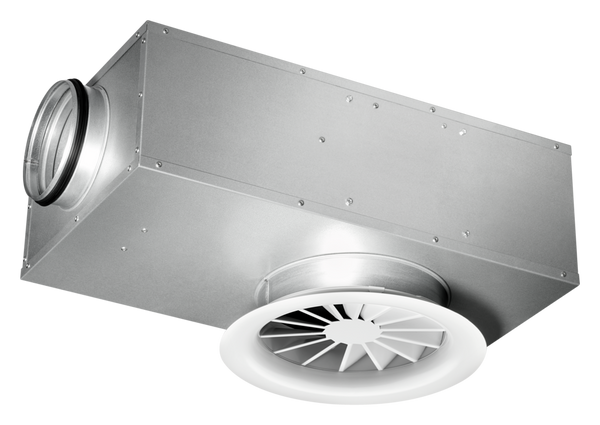 TROX RFD-SIRIUS ceiling swirl diffuser with integrated VAV controller and sound attenuation