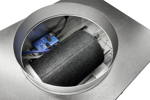 TROX RFD-SIRIUS ceiling swirl diffuser with compact VAV plenum box and circular diffuser face